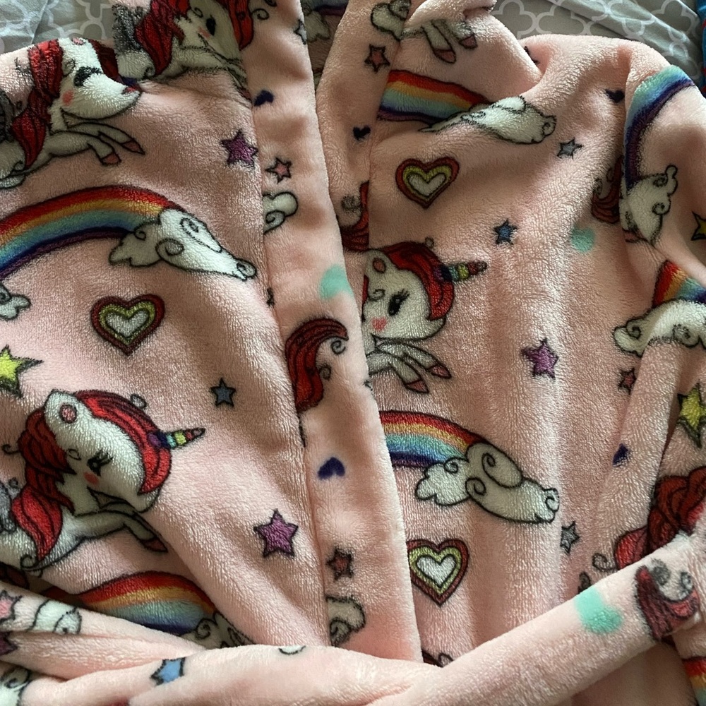 Pink Belted Robe with Unicorns